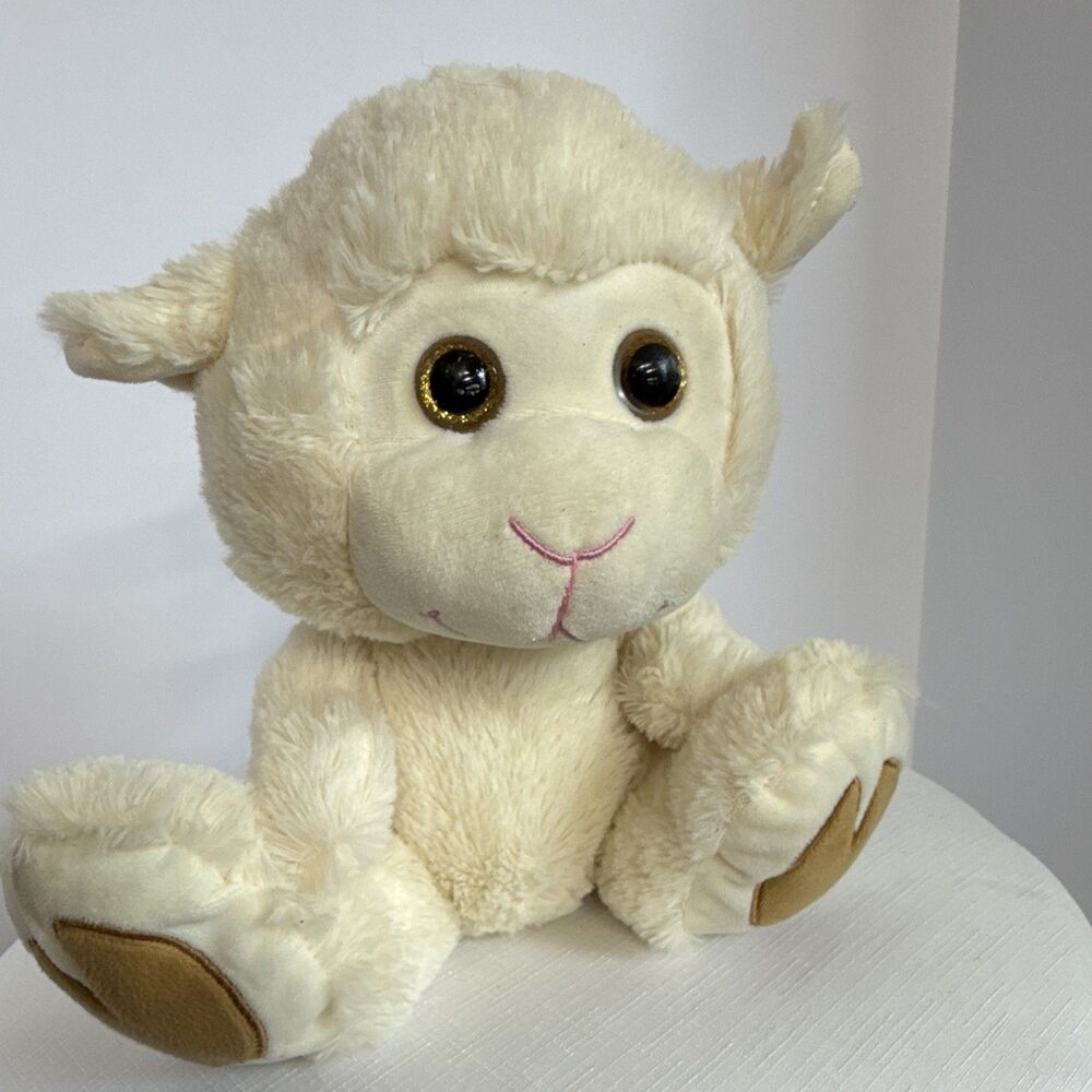 Kellytoy Style White Curly Lamb Plush Toy Big Glittery Eyes Lovey No Tags. Read